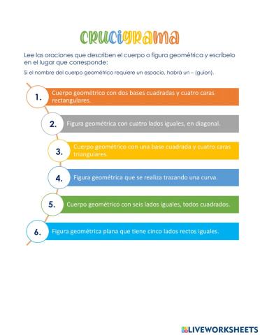 Crucigrama figuras y cuerpos geométricos