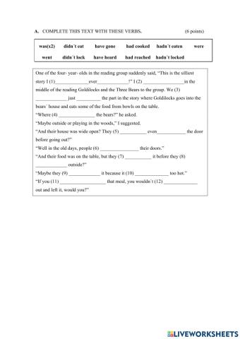Present perfecr-past perfect- simple past- suffixes