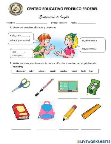 Evaluación de Inglés