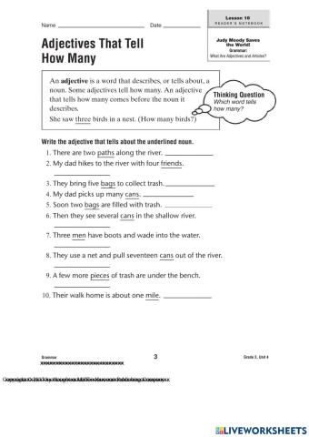 Adjectives that tell how many