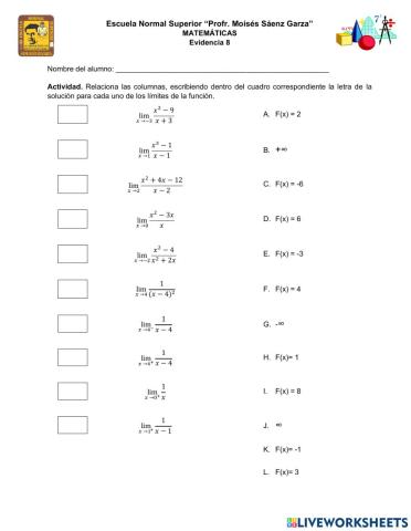 Evidencia 8 Límites de funciones racionales