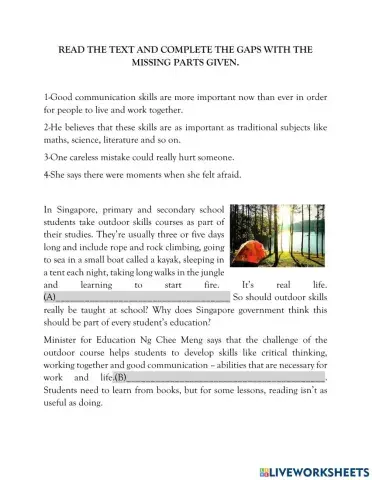 Gap Filling - READING B1+