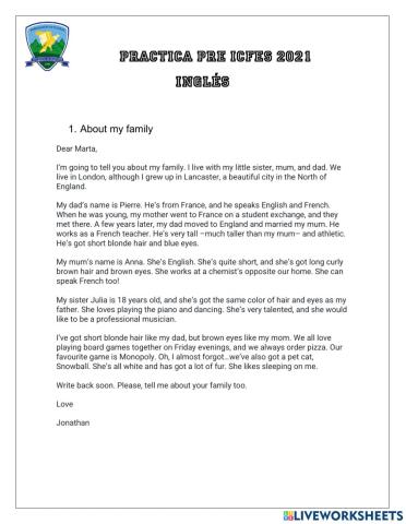 Práctica ICFES ingles (true or false)