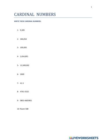 Cardinal Numbers
