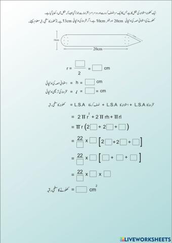 Surface area and voume (urdu medium) 3