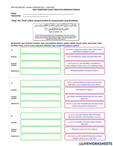 KBAT Pendidikan Islam - Ujian Pra 2