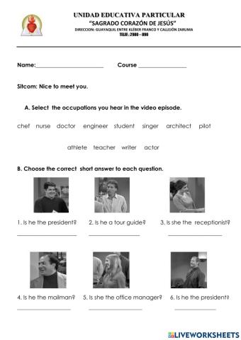 Verb be video worksheet