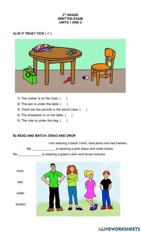 Big Bugs 1 - Units 1 and 2 Test