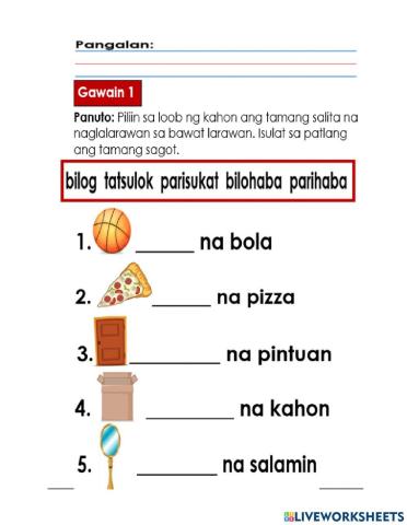 Salitang Naglalarawan-Hugis SW-3