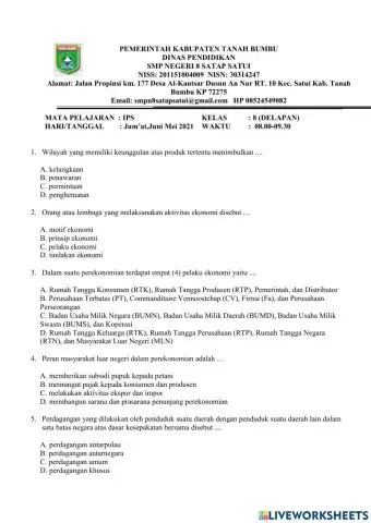 Soal pat ips kelas VIII