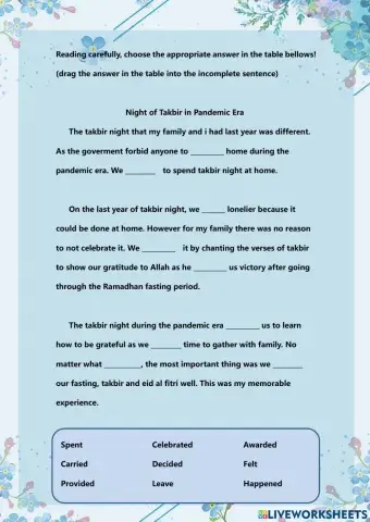 Fill in the blank of Recount Text