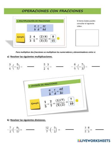 Multiplicación y división de fracciones