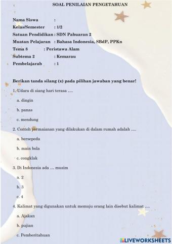 Kelas 1 tema 8 subetema 2 pembelajaran 1
