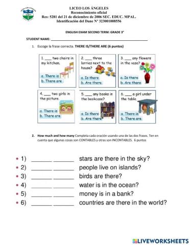 English test second t