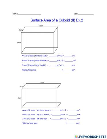 Surface Area of a Cuboid (II) Ex.2