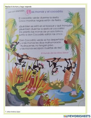 Comprensión lectora - Las monas y el cocodrilo