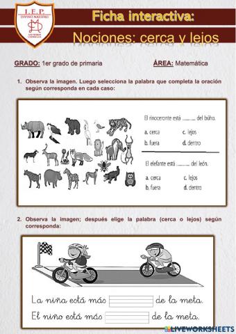 Nociones: cerca y lejos