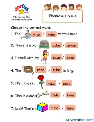 Phonics o-e and u-e
