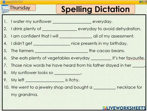Term3-week 9 Spelling Dictation