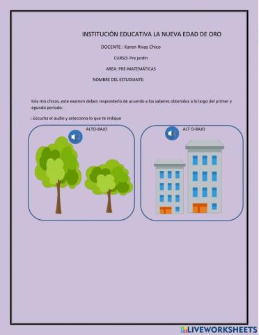 Examen de pre-matemáticas