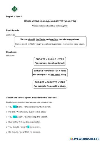 Modal verbs (O)