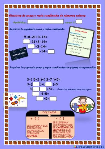 Suma y resta combinada de enteros