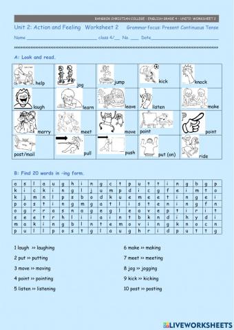 ๊Unit 2 Worksheet  2 Present Continuous
