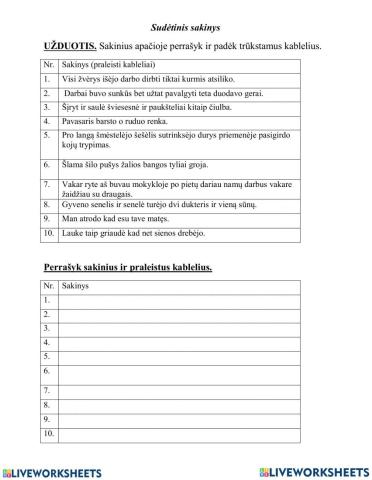 Sudėtinio sakinio skyryba