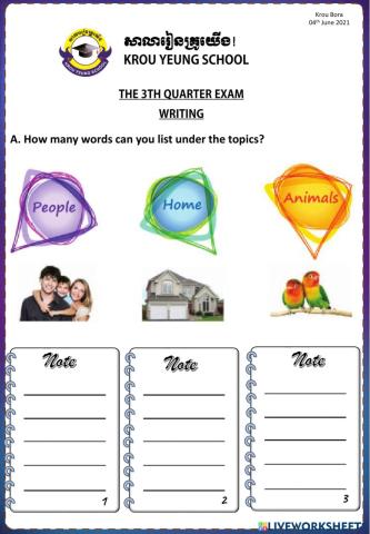 Quarter 3 Quiz Writing