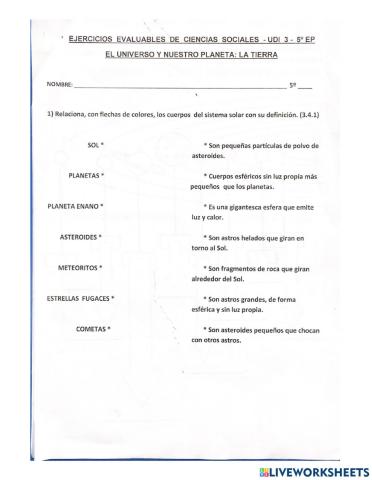 La tierra y el sistema solar