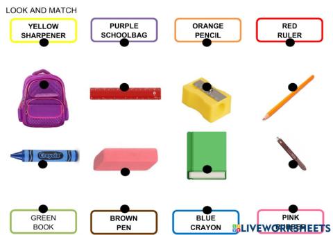 School objects and colours