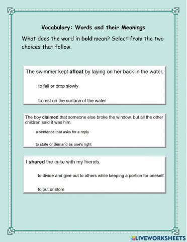 Words and their meanings 4