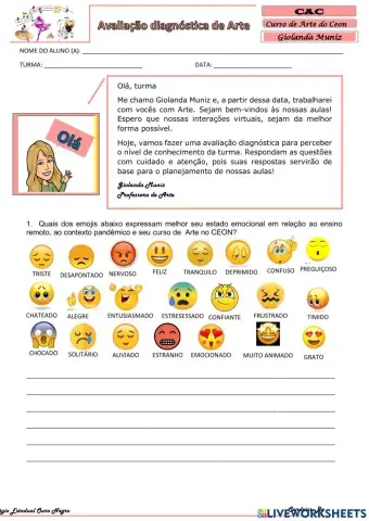 Avaliação diagnóstica de arte