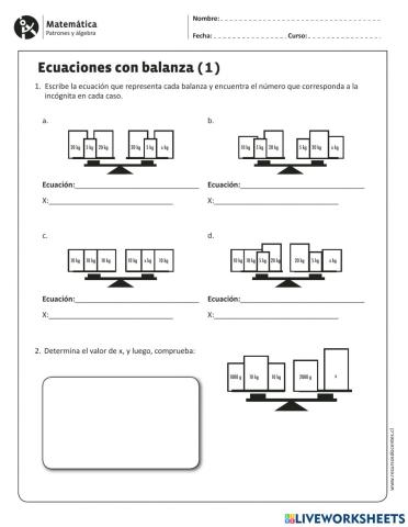 Ecuaciones con balanza