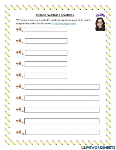 Dictado - 3 palabras y oraciones