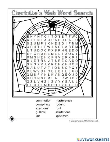 Charlotte's Web Wordsearch