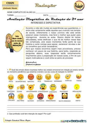 Avaliação diagnóstica de redação