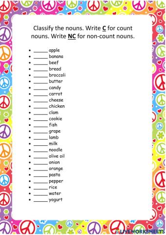 Classify the nouns