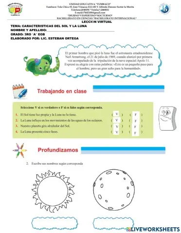 Características del sol y la luna