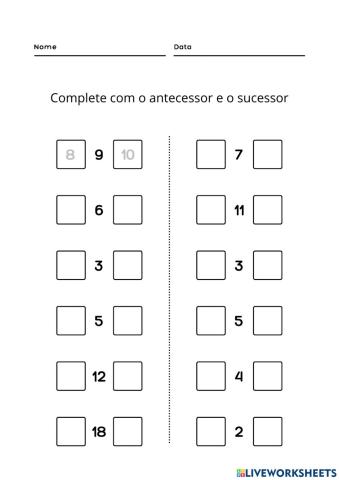 Antecessor e sucessor