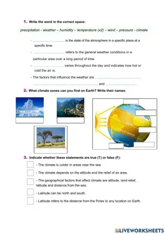 Unit 3 Test. Weather and climate.