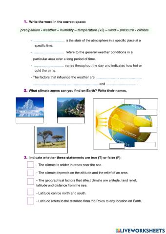Unit 3 Test. Weather and climate.