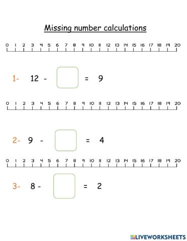 Missing Subtraction numbers