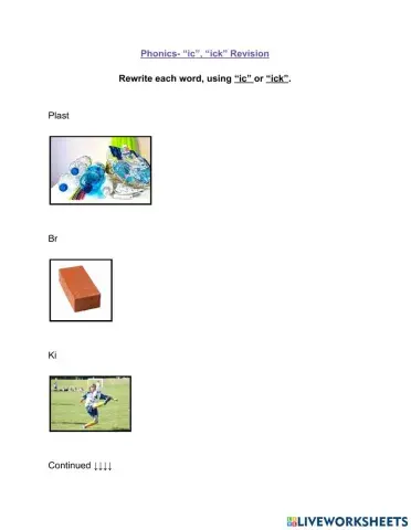 Phonics -ic- or -ick-