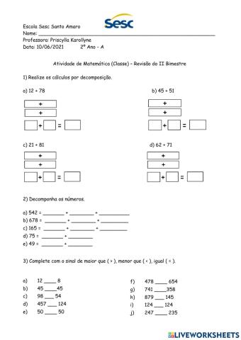 Atividade de Matemática - Classe (10-06-2021)