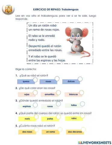 Ejercicio de repaso: trabalenguas