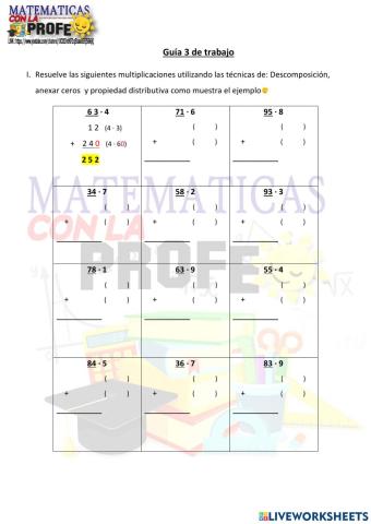 Mutiplicación decenas por unidades