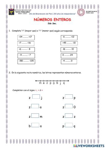 Comparación de Números Enteros