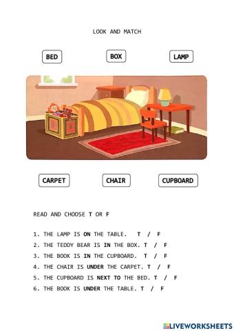 My room - Prepositions of place