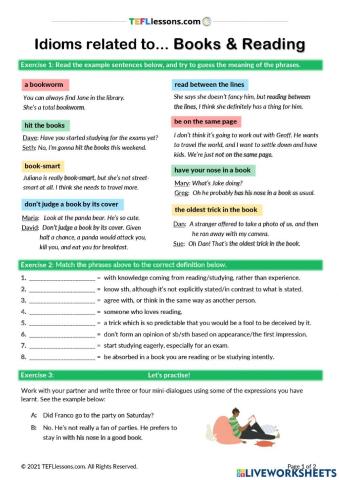 Idioms related to Books & Reading